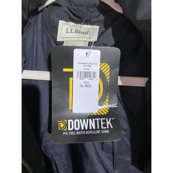 LL Bean Ultrawarm Downtek Coat Womens XL Black Puffer Snaps Long Granola Girl - Picture 5 of 15